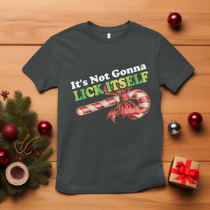 Funny Christmas Candy Cane T Shirt It's Not Gonna Lick Itself TS11 Dark Heather Print Your Wear
