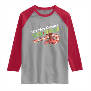 Funny Christmas Candy Cane Raglan Shirt It's Not Gonna Lick Itself TS11 Sport Gray Red Print Your Wear