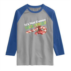 Funny Christmas Candy Cane Raglan Shirt It's Not Gonna Lick Itself TS11 Sport Gray Royal Print Your Wear
