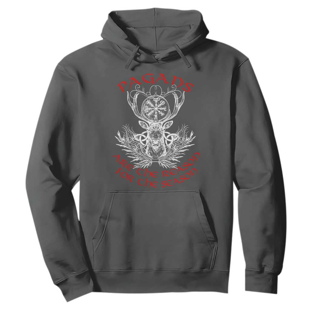 Pagans Are The Reason For The Season Hoodie Yule Pagan Christmas Vegvisir Symbol TS11 Dark Heather Print Your Wear