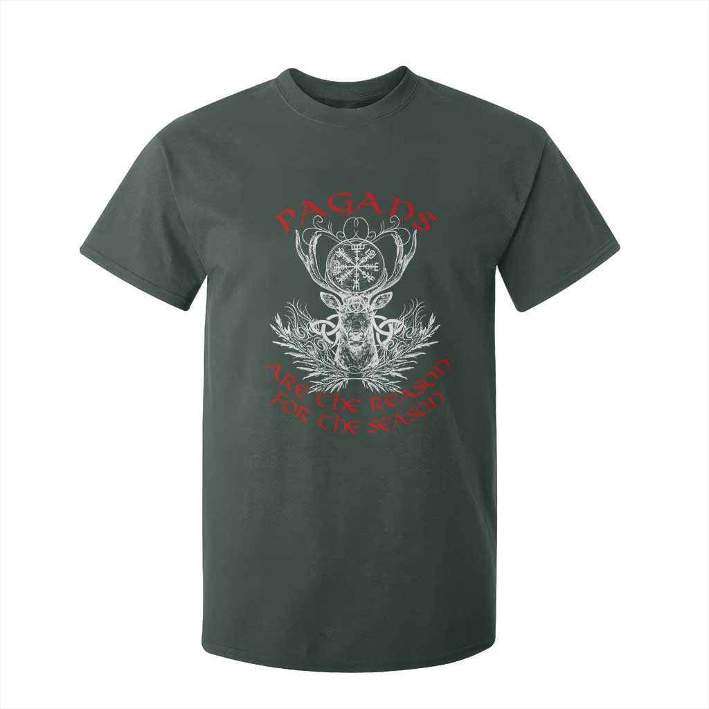 Pagans Are The Reason For The Season T Shirt For Kid Yule Pagan Christmas Vegvisir Symbol TS11 Dark Forest Green Print Your Wear