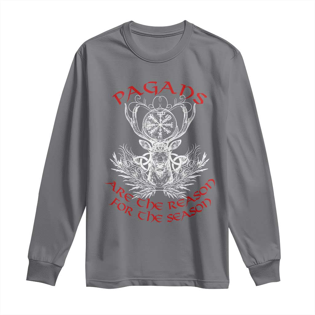 Pagans Are The Reason For The Season Long Sleeve Shirt Yule Pagan Christmas Vegvisir Symbol TS11 Charcoal Print Your Wear