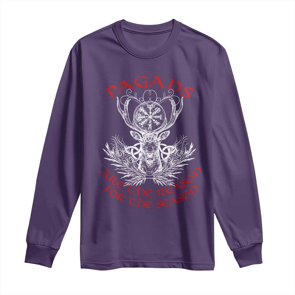 Pagans Are The Reason For The Season Long Sleeve Shirt Yule Pagan Christmas Vegvisir Symbol TS11 Purple Print Your Wear