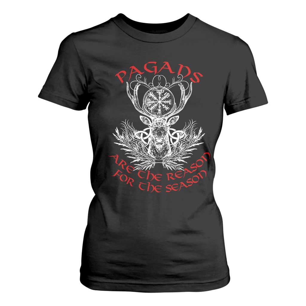 Pagans Are The Reason For The Season T Shirt For Women Yule Pagan Christmas Vegvisir Symbol TS11 Black Print Your Wear