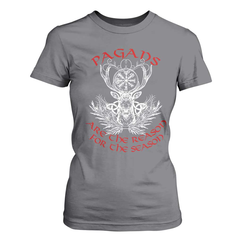 Pagans Are The Reason For The Season T Shirt For Women Yule Pagan Christmas Vegvisir Symbol TS11 Charcoal Print Your Wear