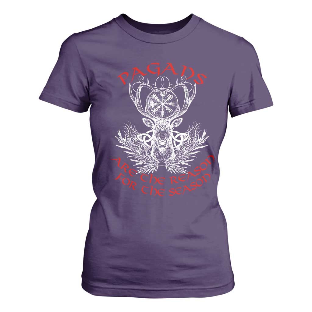 Pagans Are The Reason For The Season T Shirt For Women Yule Pagan Christmas Vegvisir Symbol TS11 Purple Print Your Wear