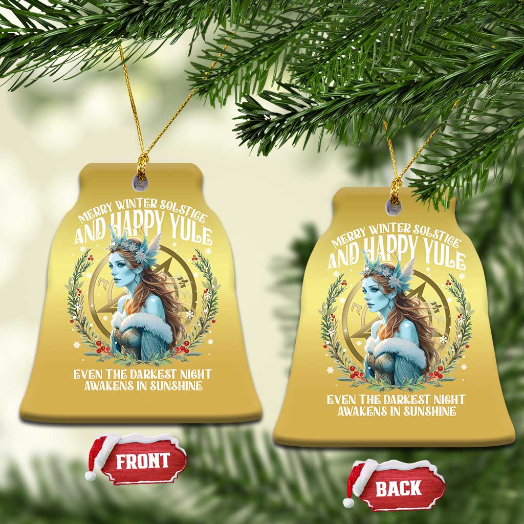 Yule Christmas Ornament Merry Winter Solstice And Happy Yule Marzanna Xmas TS11 Bell Flake Gold Print Your Wear
