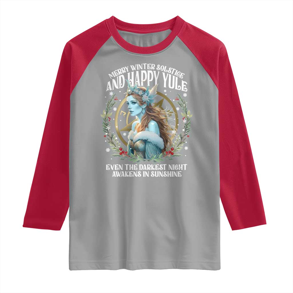 Yule Raglan Shirt Merry Winter Solstice And Happy Yule Marzanna Xmas TS11 Sport Gray Red Print Your Wear