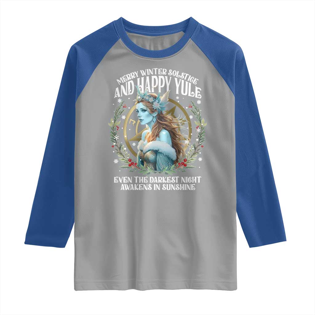 Yule Raglan Shirt Merry Winter Solstice And Happy Yule Marzanna Xmas TS11 Sport Gray Royal Print Your Wear