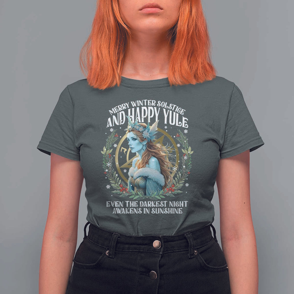 Yule T Shirt For Women Merry Winter Solstice And Happy Yule Marzanna Xmas TS11 Dark Heather Print Your Wear