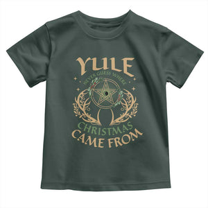 Yule Never Guess Where Christmas Come From Baby Shirt Pentagram Circle TS11 Dark Forest Green Print Your Wear