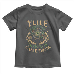Yule Never Guess Where Christmas Come From Baby Shirt Pentagram Circle TS11 Dark Heather Print Your Wear