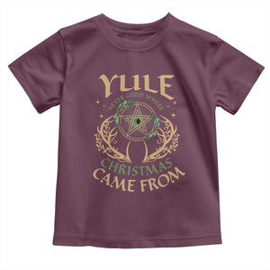 Yule Never Guess Where Christmas Come From Baby Shirt Pentagram Circle TS11 Maroon Print Your Wear