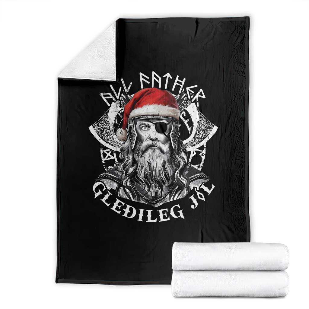 Christmas Viking Throw Blanket All Father Gledileg Jol Vintage Santa Odin TS11 Black Print Your Wear