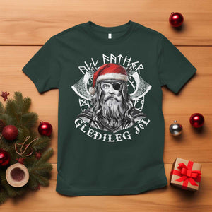 Christmas Viking T Shirt All Father Gledileg Jol Vintage Santa Odin TS11 Dark Forest Green Print Your Wear