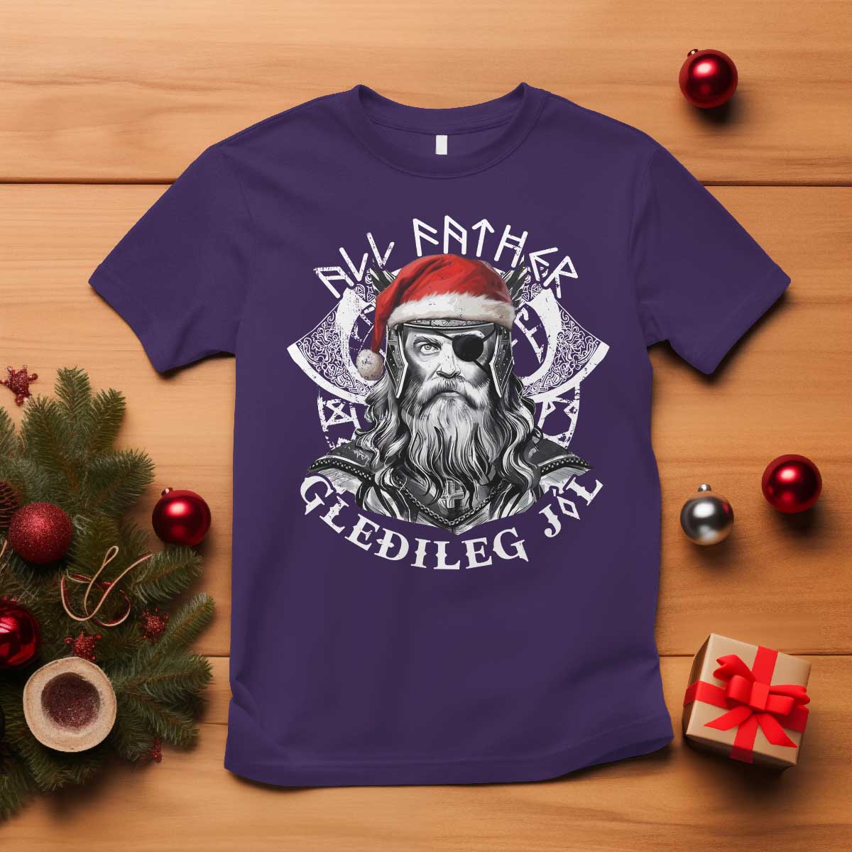 Christmas Viking T Shirt All Father Gledileg Jol Vintage Santa Odin TS11 Purple Print Your Wear