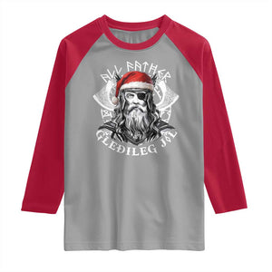 Christmas Viking Raglan Shirt All Father Gledileg Jol Vintage Santa Odin TS11 Sport Gray Red Print Your Wear