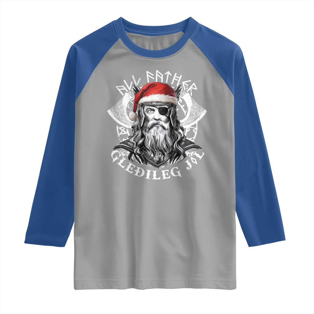 Christmas Viking Raglan Shirt All Father Gledileg Jol Vintage Santa Odin TS11 Sport Gray Royal Print Your Wear