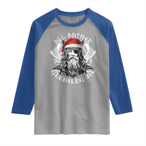 Christmas Viking Raglan Shirt All Father Gledileg Jol Vintage Santa Odin TS11 Sport Gray Royal Print Your Wear