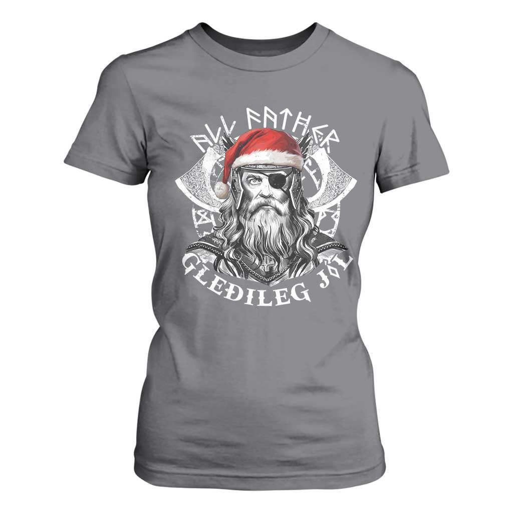 Christmas Viking T Shirt For Women All Father Gledileg Jol Vintage Santa Odin TS11 Charcoal Print Your Wear