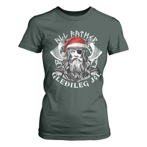 Christmas Viking T Shirt For Women All Father Gledileg Jol Vintage Santa Odin TS11 Dark Forest Green Print Your Wear