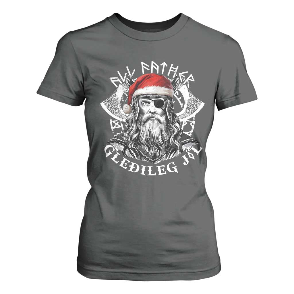 Christmas Viking T Shirt For Women All Father Gledileg Jol Vintage Santa Odin TS11 Dark Heather Print Your Wear