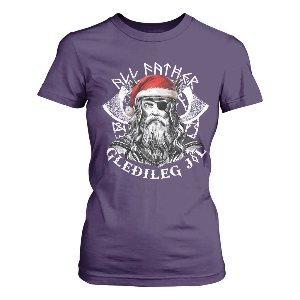 Christmas Viking T Shirt For Women All Father Gledileg Jol Vintage Santa Odin TS11 Purple Print Your Wear