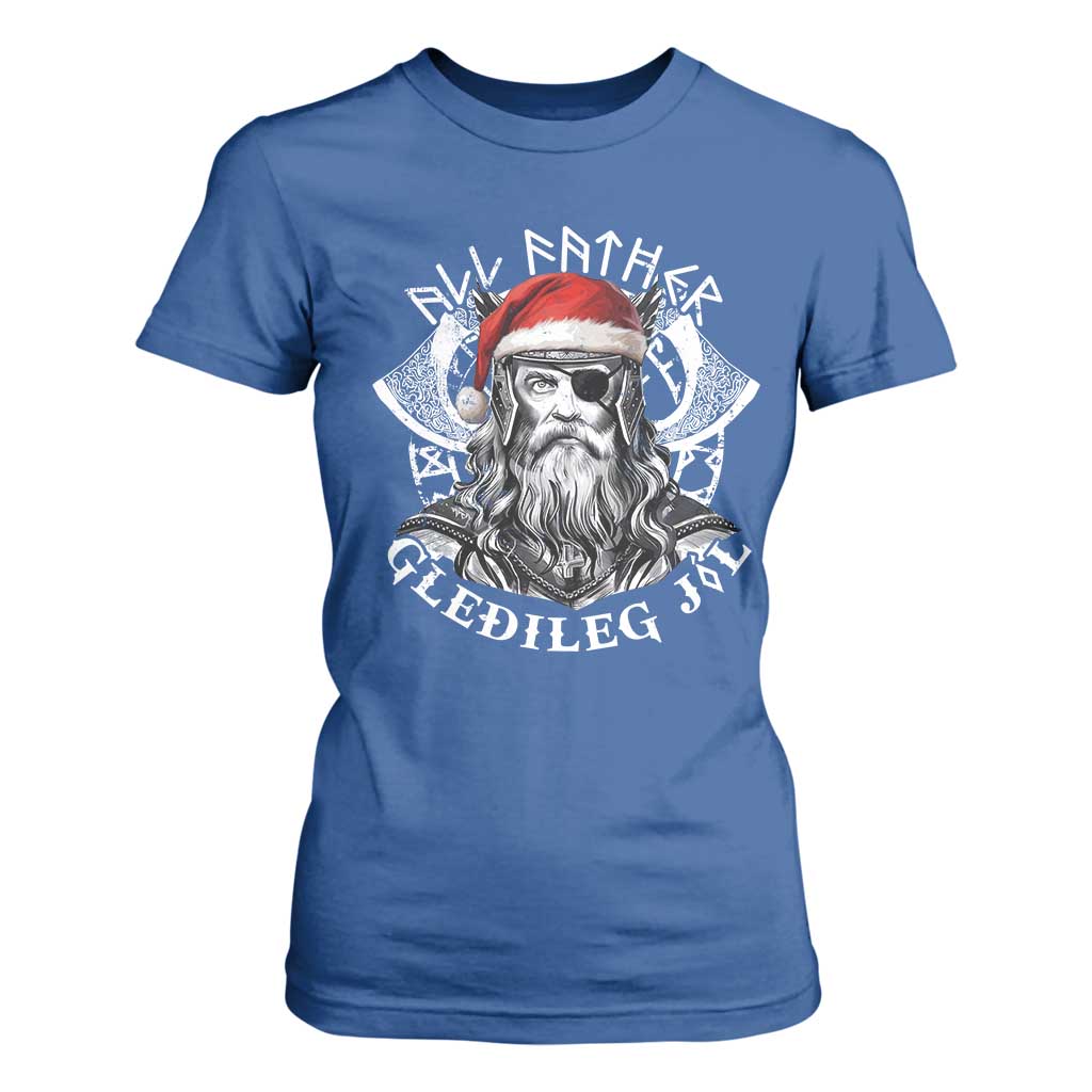 Christmas Viking T Shirt For Women All Father Gledileg Jol Vintage Santa Odin TS11 Royal Blue Print Your Wear