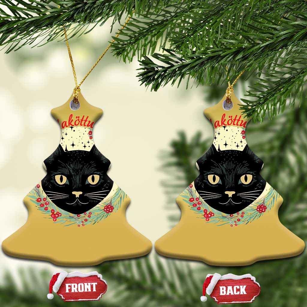Funny Yule Cat Christmas Ornament Jólakötturinn Yule Xmas Black Cat TS11 Christmas Tree Gold Print Your Wear