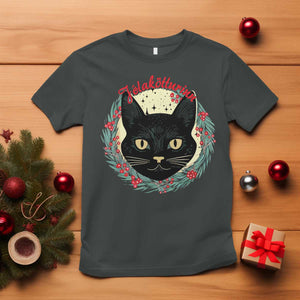Funny Yule Cat T Shirt Jlaktturinn Yule Christmas Black Cat TS11 Dark Heather Print Your Wear