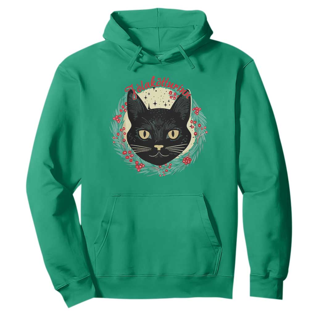 Funny Yule Cat Hoodie Jlaktturinn Yule Christmas Black Cat TS11 Irish Green Print Your Wear