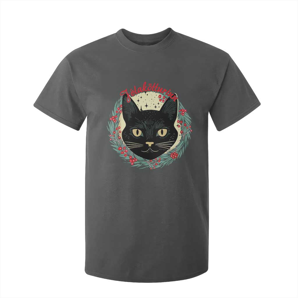 Funny Yule Cat T Shirt For Kid Jlaktturinn Yule Christmas Black Cat TS11 Dark Heather Print Your Wear