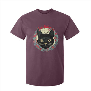 Funny Yule Cat T Shirt For Kid Jlaktturinn Yule Christmas Black Cat TS11 Maroon Print Your Wear