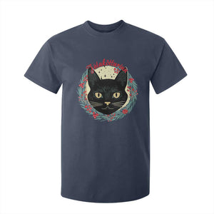 Funny Yule Cat T Shirt For Kid Jlaktturinn Yule Christmas Black Cat TS11 Navy Print Your Wear