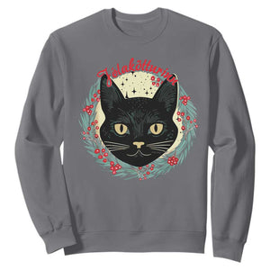 Funny Yule Cat Sweatshirt Jlaktturinn Yule Christmas Black Cat TS11 Charcoal Print Your Wear