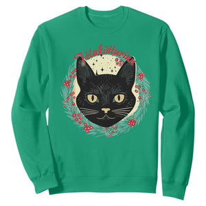 Funny Yule Cat Sweatshirt Jlaktturinn Yule Christmas Black Cat TS11 Irish Green Print Your Wear