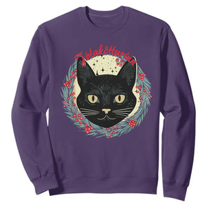 Funny Yule Cat Sweatshirt Jlaktturinn Yule Christmas Black Cat TS11 Purple Print Your Wear