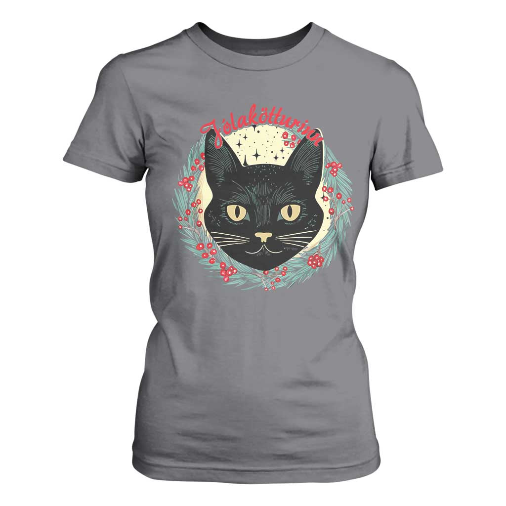Funny Yule Cat T Shirt For Women Jlaktturinn Yule Christmas Black Cat TS11 Charcoal Print Your Wear