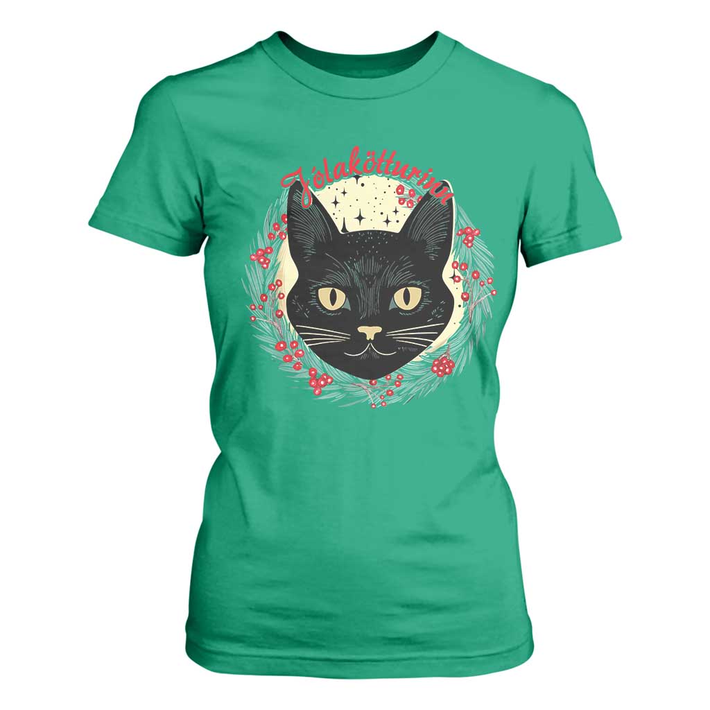Funny Yule Cat T Shirt For Women Jlaktturinn Yule Christmas Black Cat TS11 Irish Green Print Your Wear