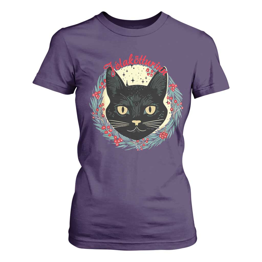 Funny Yule Cat T Shirt For Women Jlaktturinn Yule Christmas Black Cat TS11 Purple Print Your Wear