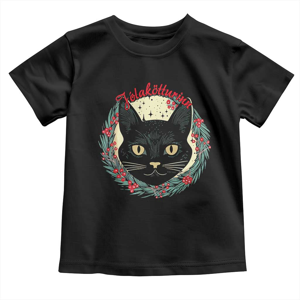 Funny Yule Cat Toddler T Shirt Jlaktturinn Yule Christmas Black Cat TS11 Black Print Your Wear