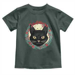 Funny Yule Cat Toddler T Shirt Jlaktturinn Yule Christmas Black Cat TS11 Dark Forest Green Print Your Wear