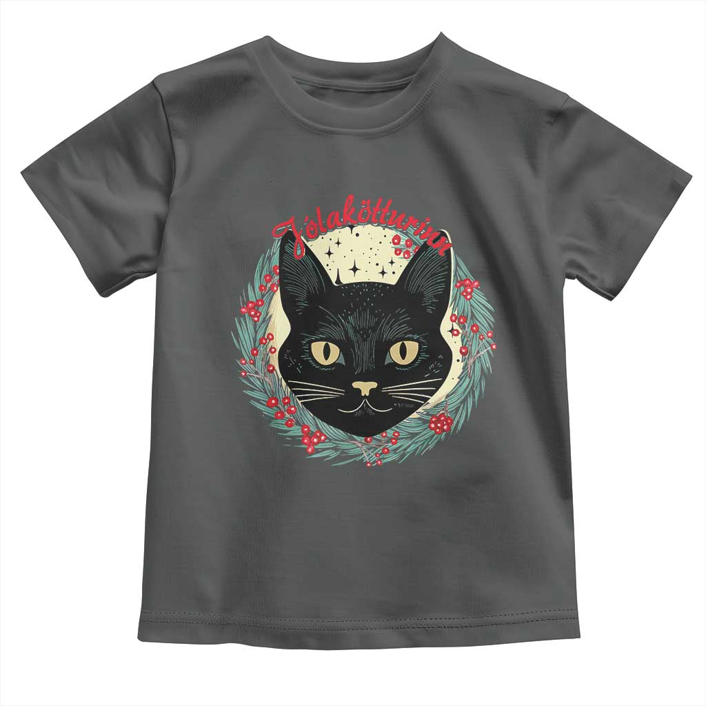 Funny Yule Cat Toddler T Shirt Jlaktturinn Yule Christmas Black Cat TS11 Dark Heather Print Your Wear