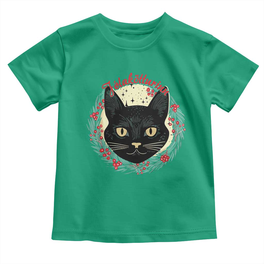 Funny Yule Cat Toddler T Shirt Jlaktturinn Yule Christmas Black Cat TS11 Irish Green Print Your Wear