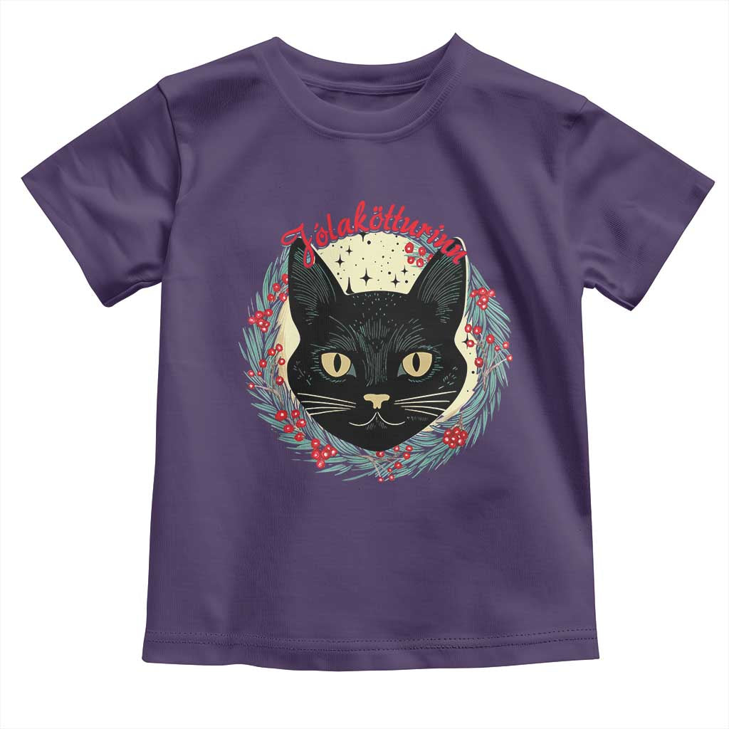 Funny Yule Cat Toddler T Shirt Jlaktturinn Yule Christmas Black Cat TS11 Purple Print Your Wear