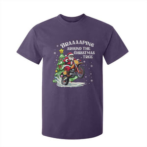 Funny Christmas Biker T Shirt For Kid Braaaaping Around The Christmas Tree Dirt Bike Santa TS11 Purple Print Your Wear