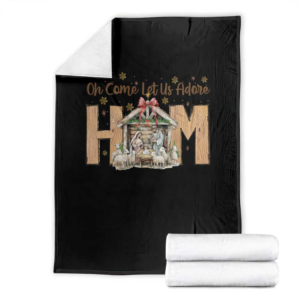 Oh Come Let Us Adore Him Throw Blanket Christian Christmas Nativity Scene TS11 Black Print Your Wear