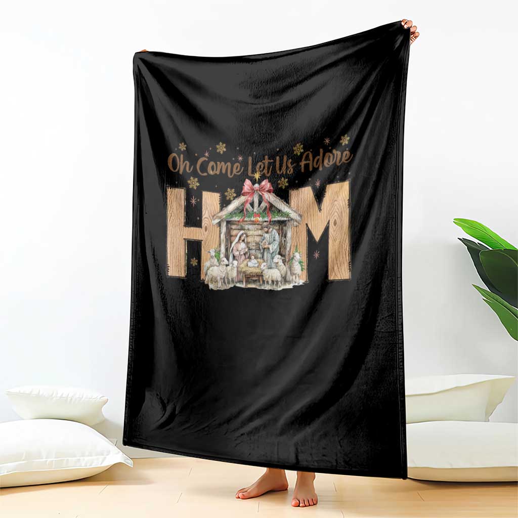 Oh Come Let Us Adore Him Throw Blanket Christian Christmas Nativity Scene TS11 Print Your Wear