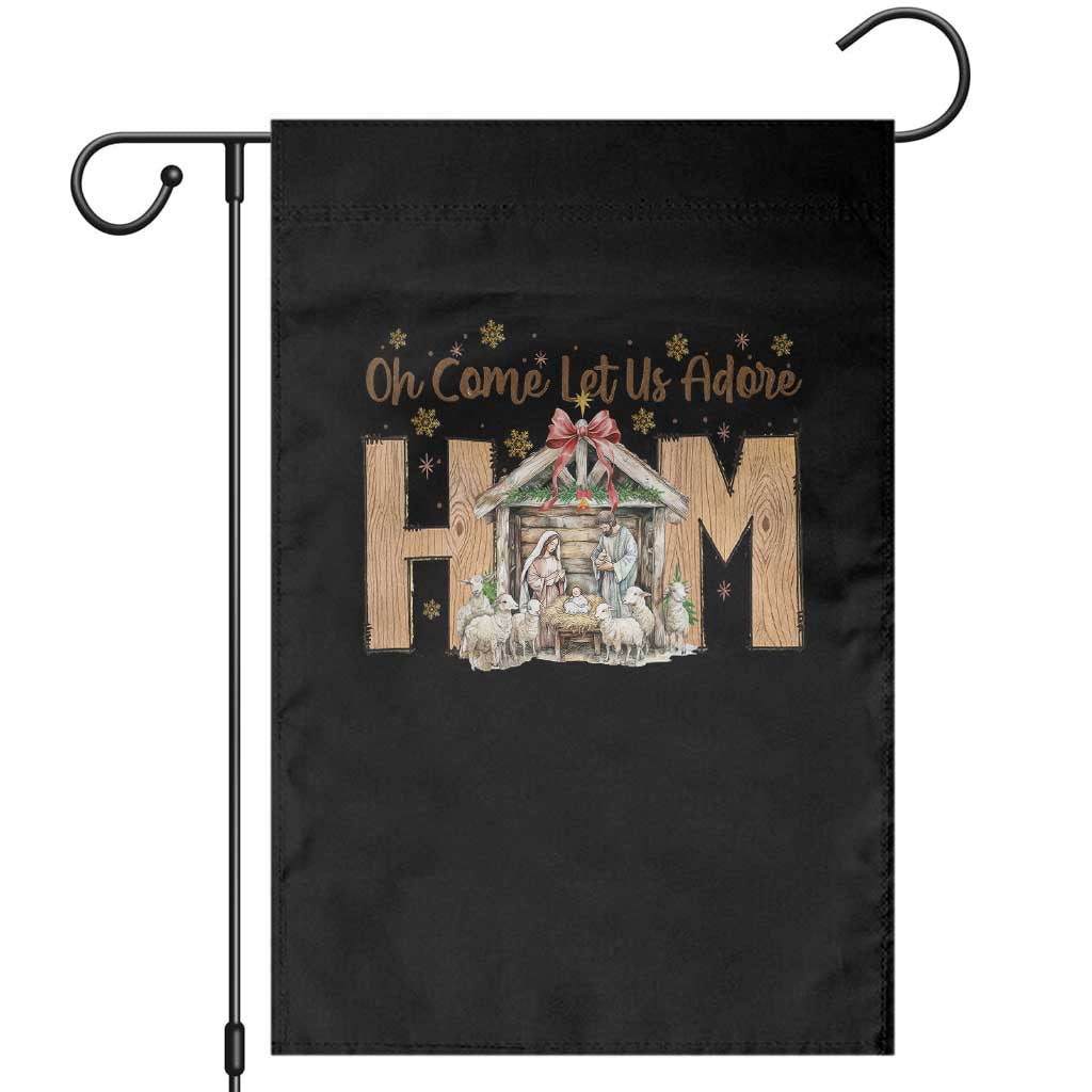Oh Come Let Us Adore Him Garden Flag Christian Christmas Nativity Scene TS11 Black Print Your Wear