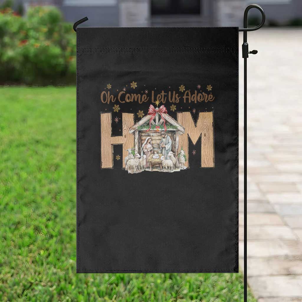 Oh Come Let Us Adore Him Garden Flag Christian Christmas Nativity Scene TS11 Print Your Wear